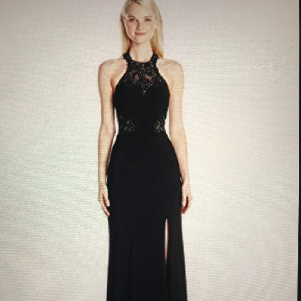 Blondie Nites Navy Open Back Embellished Gown